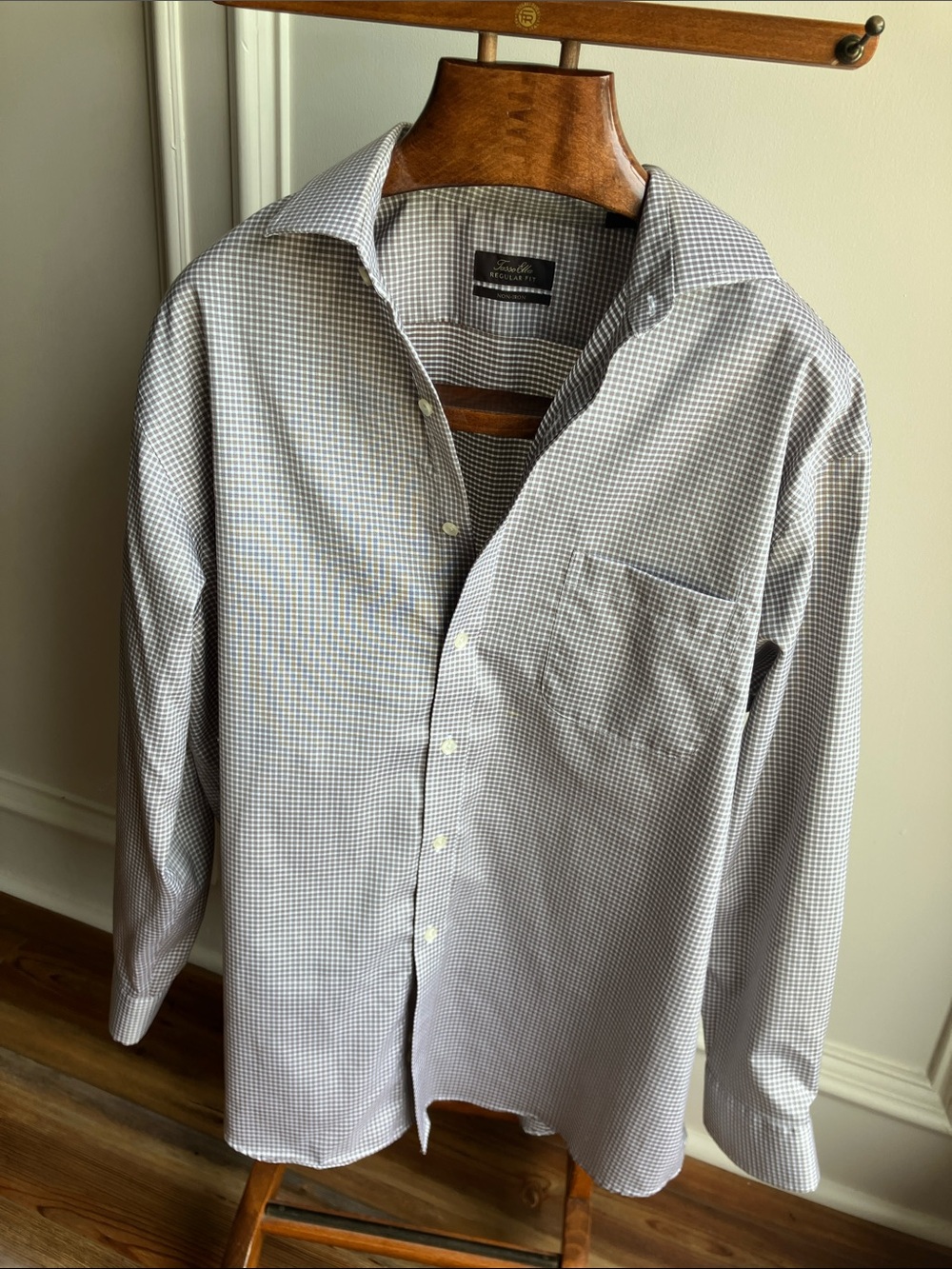 Tasso Elba Men's Micro-Check Dress Shirt - Blue & White